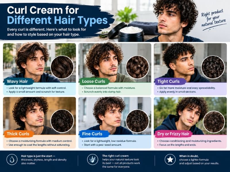 Curl cream for different men's hair types and curl patterns