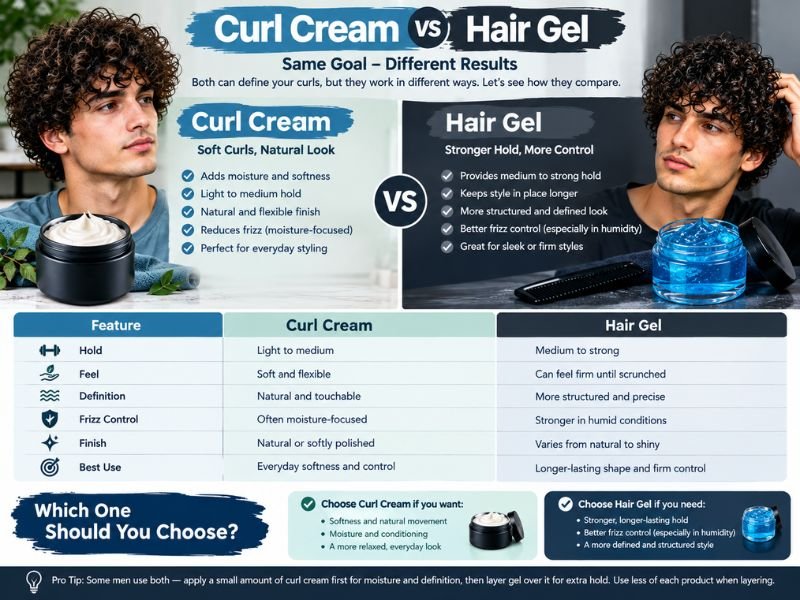 Curl cream vs hair gel for men's curly hair
