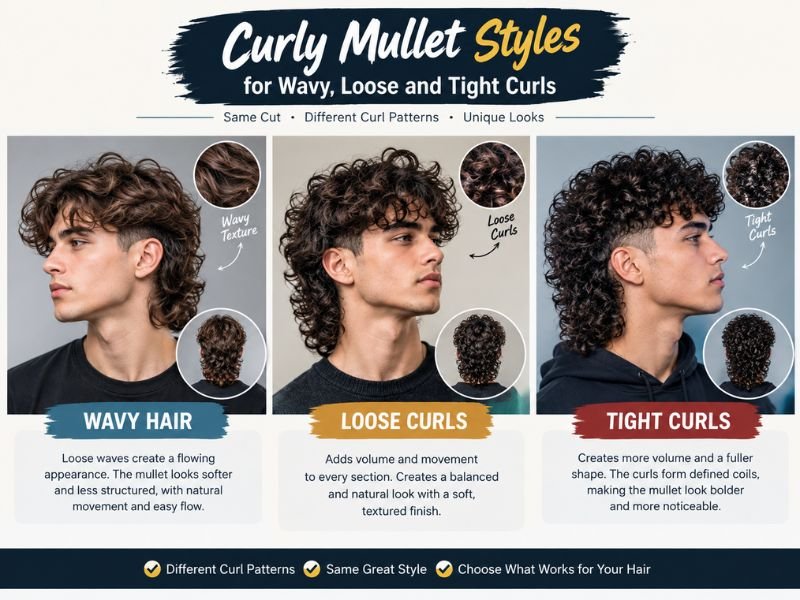 Curly mullet styles for wavy loose and tight curls