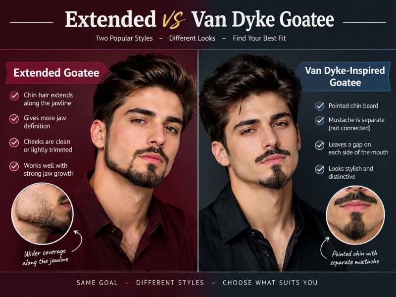 Extended and Van Dyke inspired goatee comparison