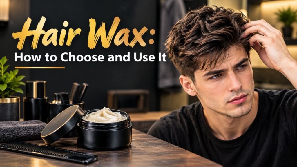 “man with textured hairstyle using hair wax for natural definition and flexible hold”