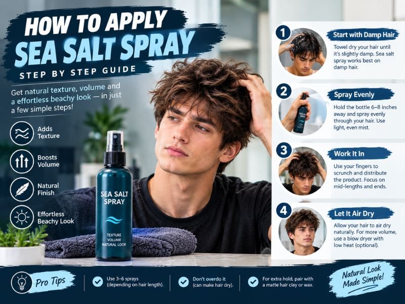 man checking his hair with men's hair care products