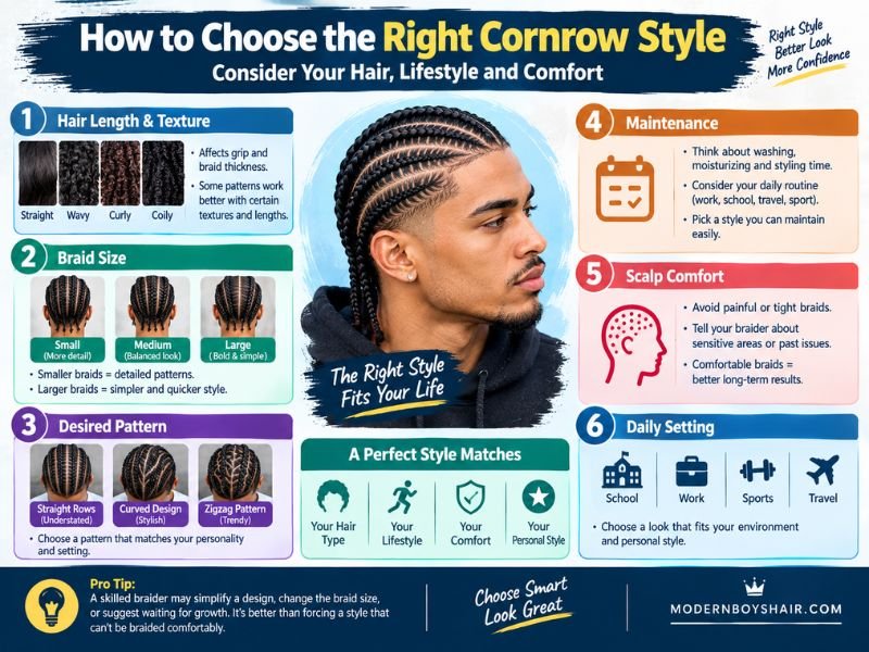 How to choose the right cornrow style based on hair length braid size and maintenance