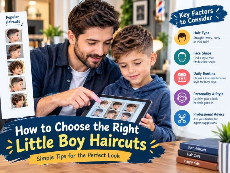 parent choosing the right little boy haircut based on hair type and daily routine