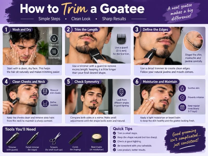 Step by step goatee trimming and grooming