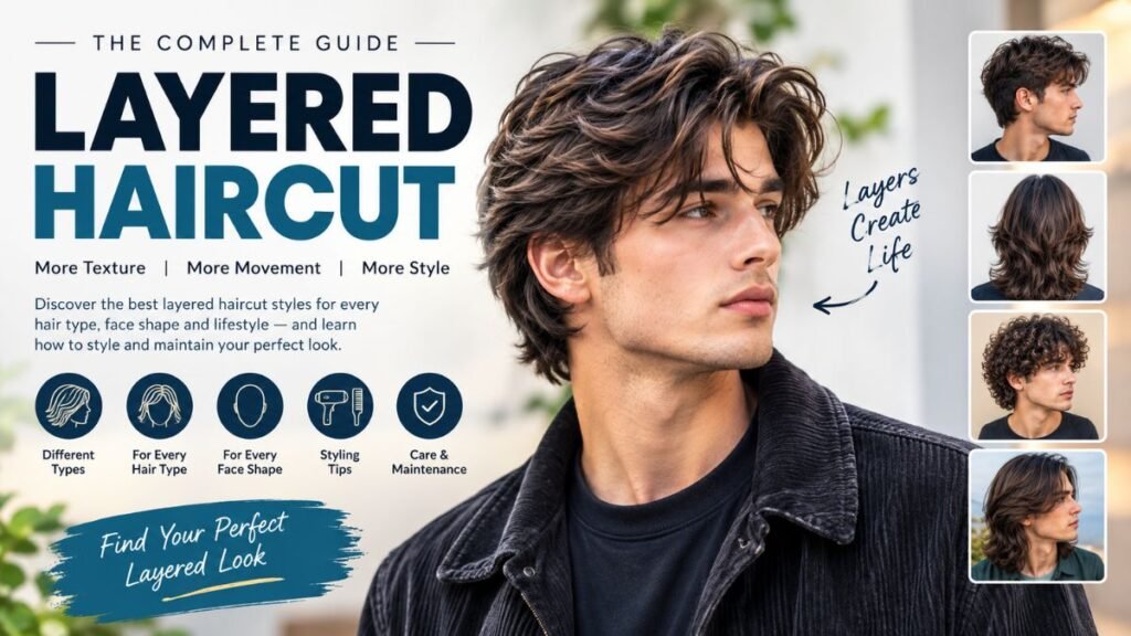 Modern layered haircut showing natural movement, texture, and different hair lengths.