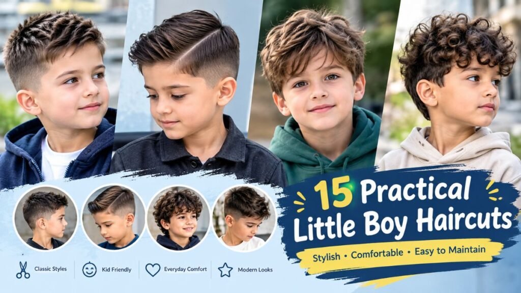 little boy haircuts with short textured side part and curly hairstyles
