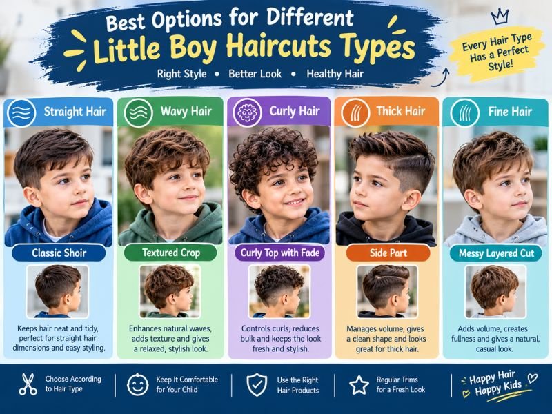 little boy haircuts for straight wavy curly thick and fine hair types