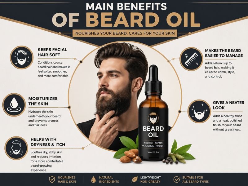 Main benefits of beard oil for beard and skin
