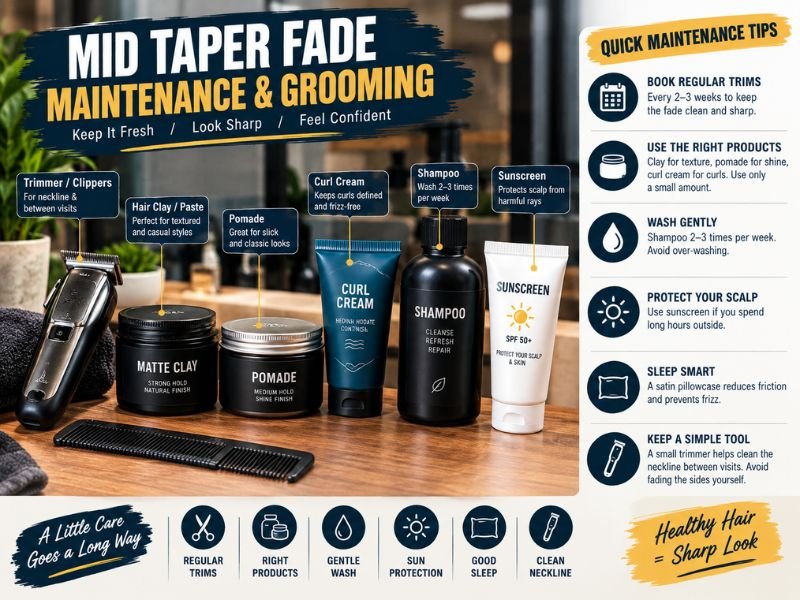 mid taper fade maintenance and grooming