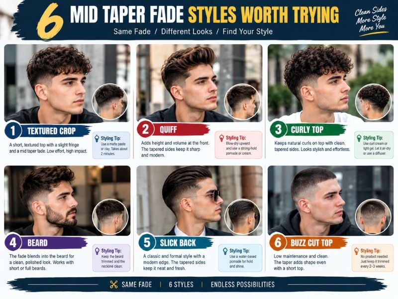 six mid taper fade haircut styles