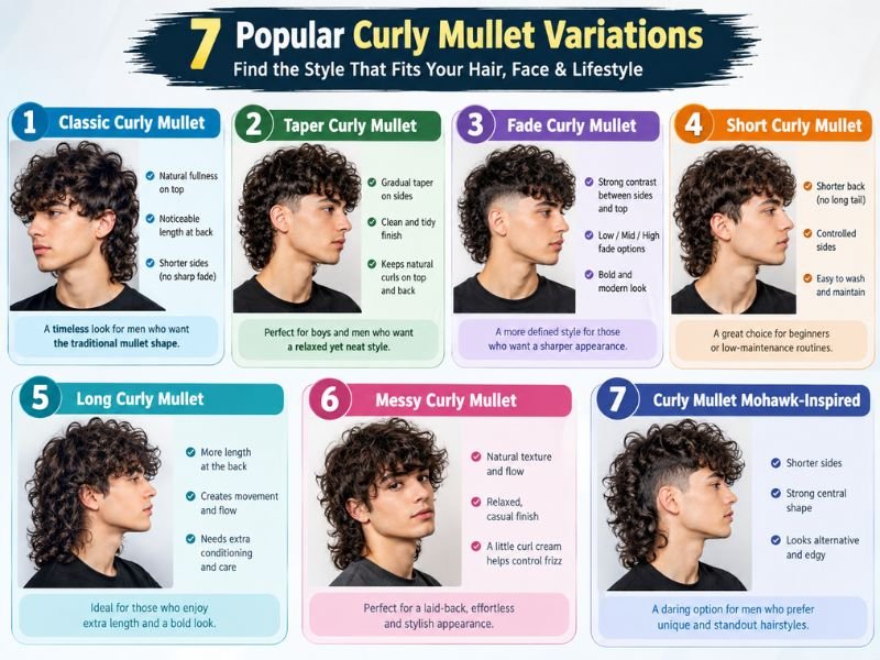 Seven popular curly mullet haircut variations for men