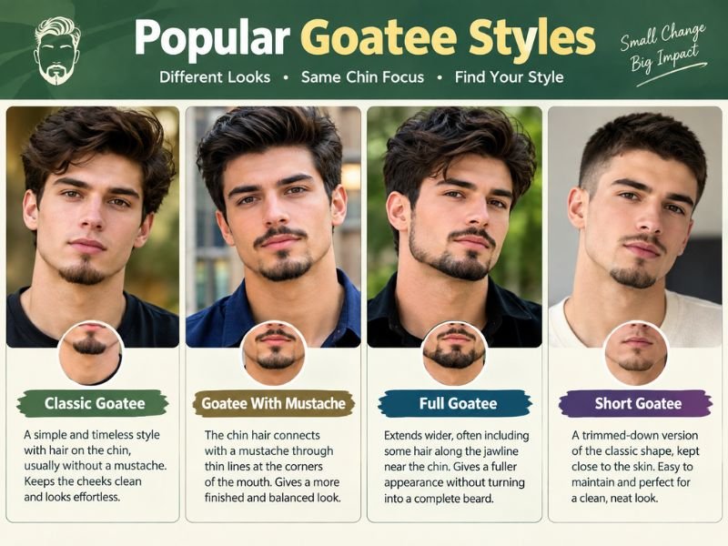 Four popular goatee styles for young men