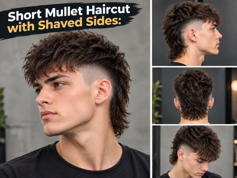 Short mullet with shaved sides and longer back