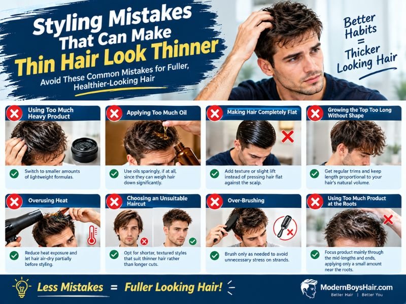 Dermatologist examining a man's scalp to assess thinning hair and discuss possible causes of changes in hair density.