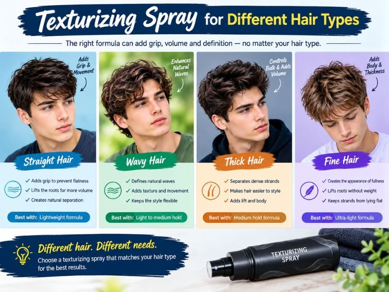 Texturizing spray for straight wavy thick and fine hair