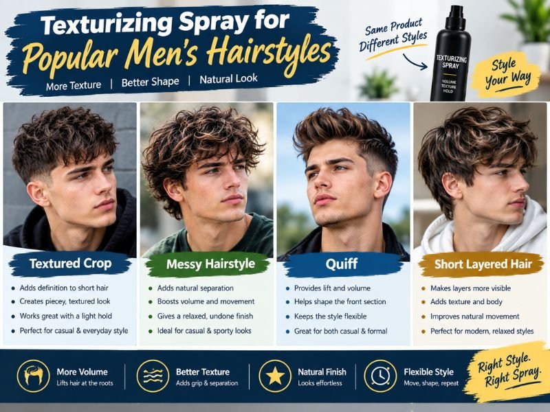 Texturizing spray hairstyles for men textured crop messy quiff and layers