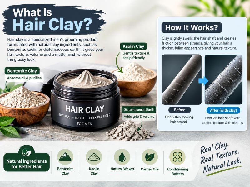 Hair clay with bentonite and kaolin clay for textured hair