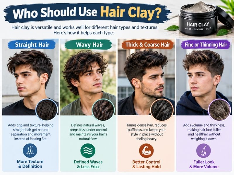 Hair clay styles for straight wavy thick and fine hair